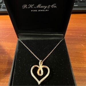 MACY’S Rose Gold and Diamonds Infinity Heart Necklace